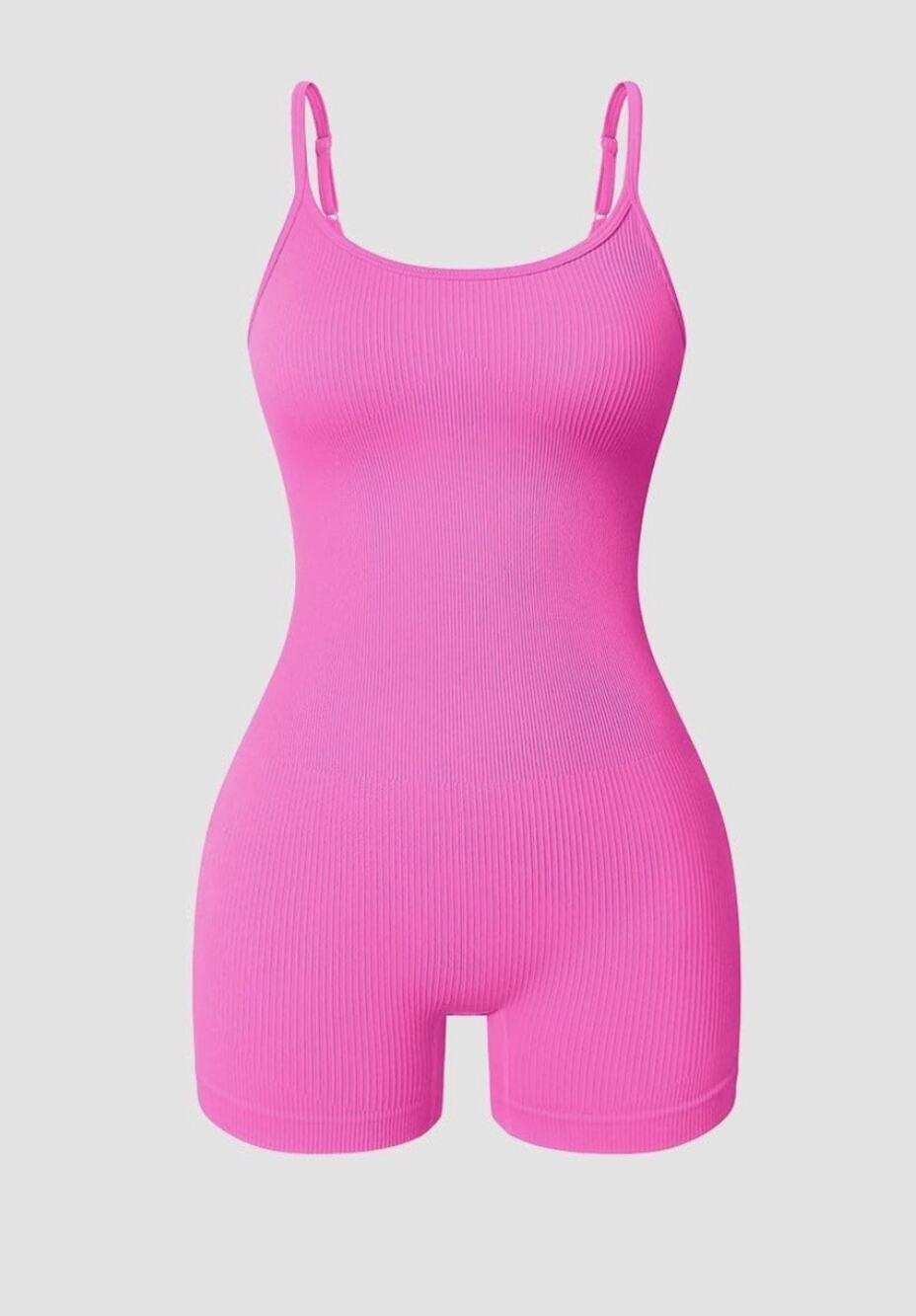 NWT OQQ Ribbed Spaghetti Strap Exercise Romper Sz L